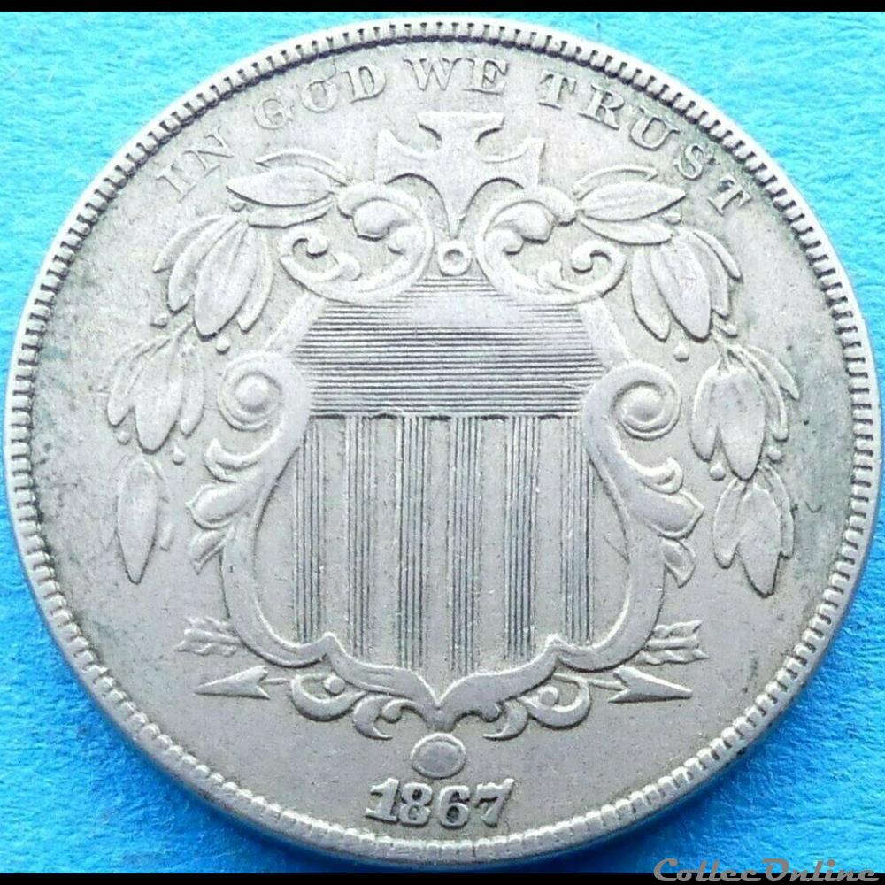 1867 5 Cents monnaies monde etats unis 1867 5 cents