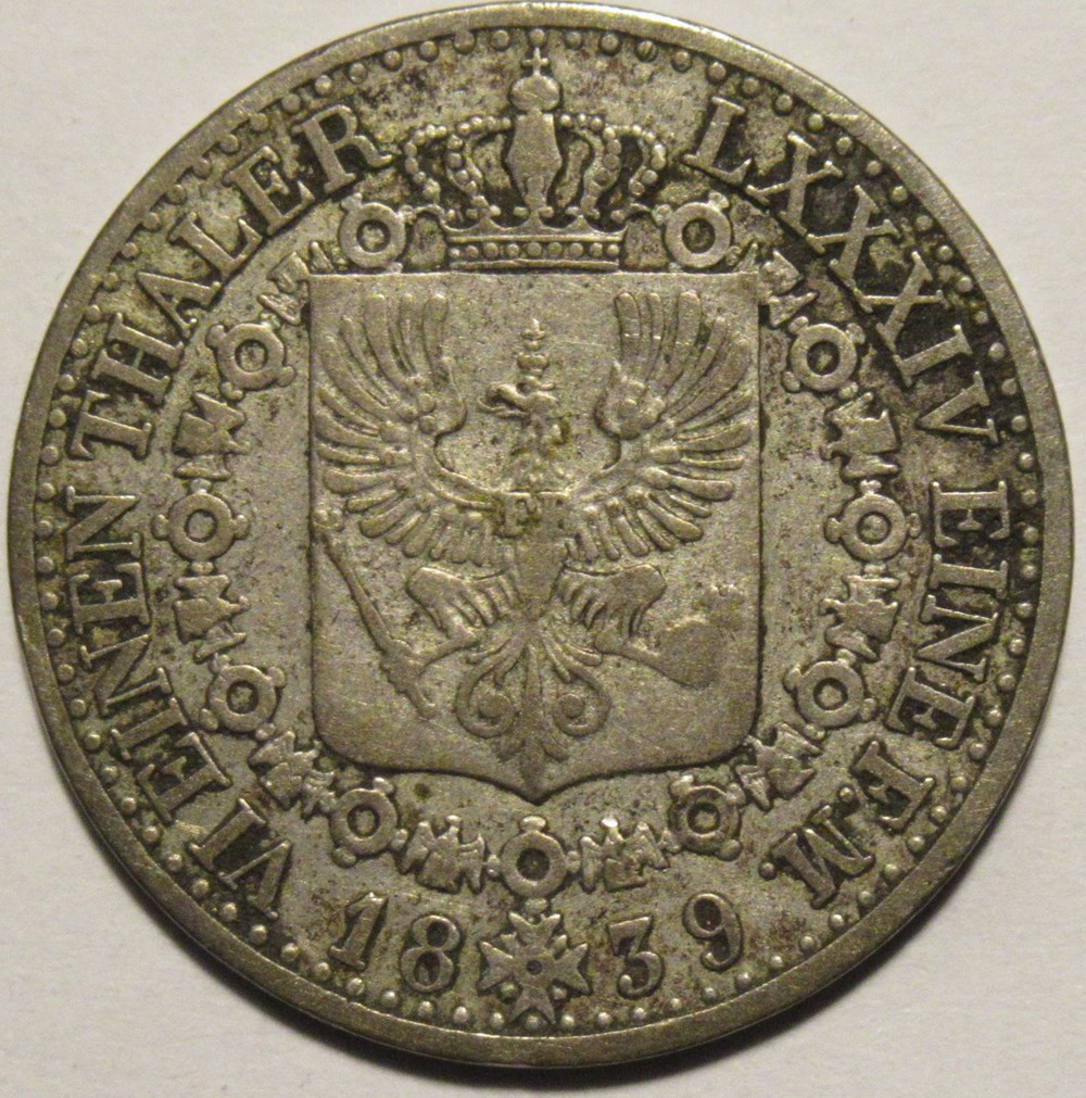 monnaies europe medievale saint empire romain germanique friedrich wilhelm iii 1 6 thaler 1839 berlin kingdom of prussia