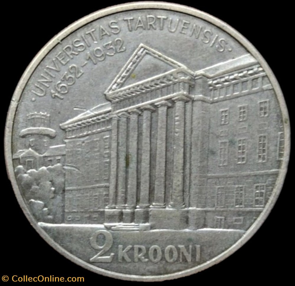monnaies monde estonie estonia republic of 2 krooni 1932 tartu university