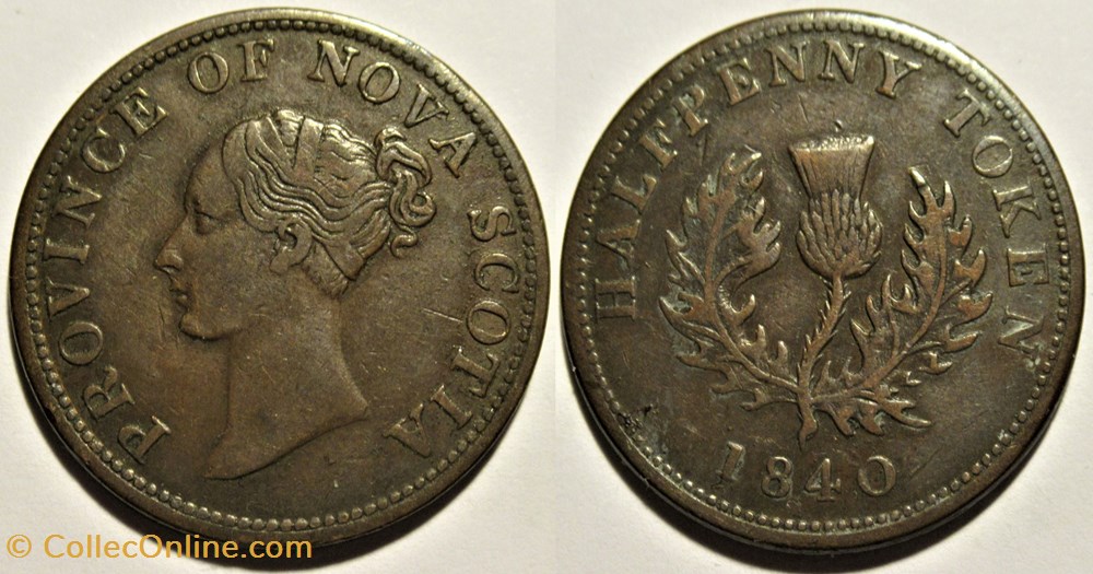 Victoria - HalfPenny 1840 - Nova Scotia (ex.2) monnaies monde canada victoria halfpenny 1840 nova scotia ex 2