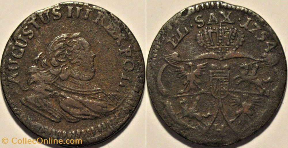August III - 1 Grosza 1754, Polish–Lithuanian Commonwealth monnaies europe medievale republique des deux nations pologne lituanie august iii 1 grosza 1754 polish lithuanian commonwealth