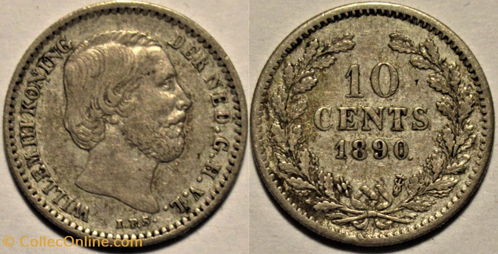 Willem III of Nederland - 10 Cents 1890 monnaies monde pays bas willem iii of nederland 10 cents 1890