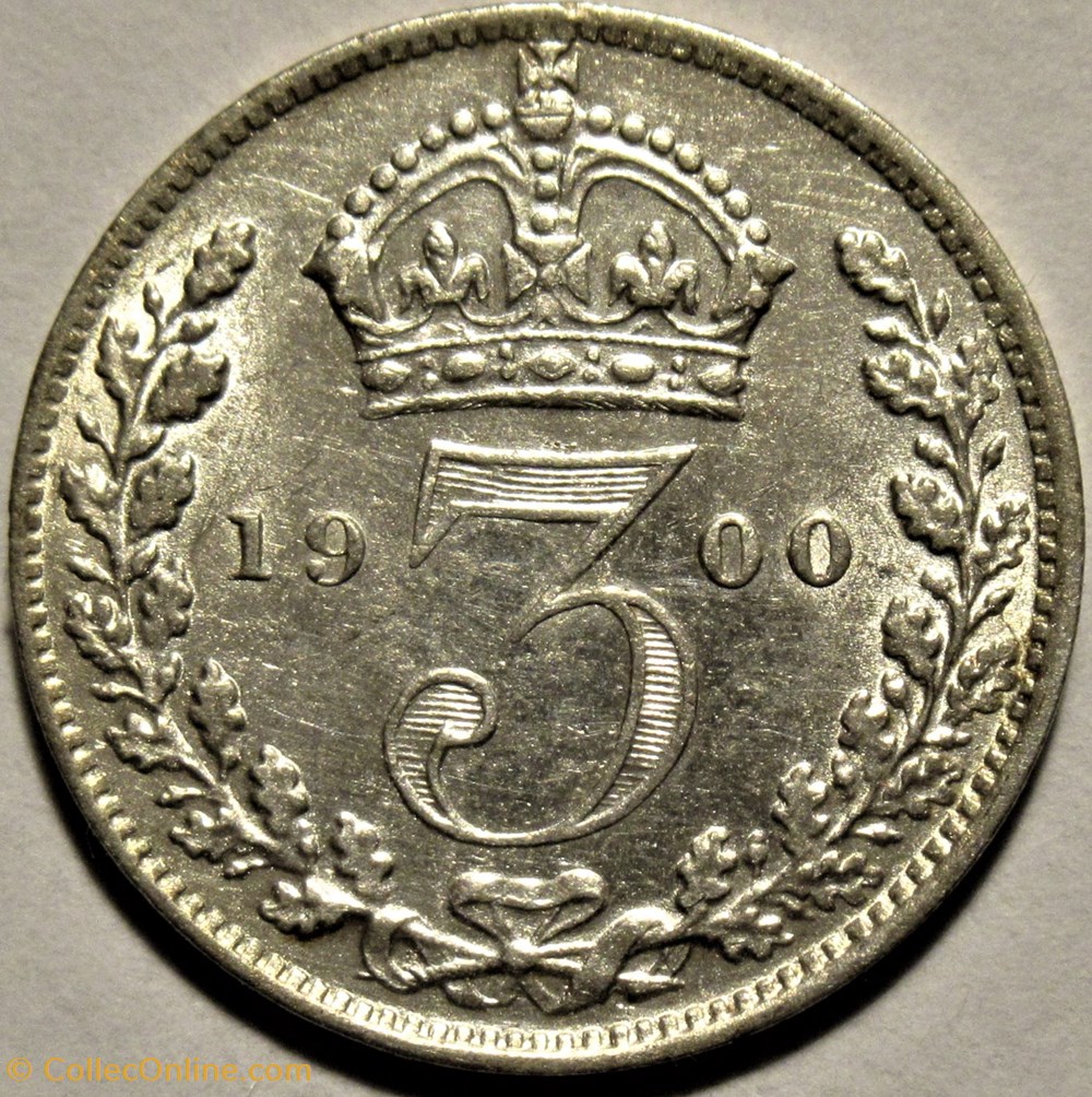 Victoria - 3 pence 1900 Kingdom of Great Britain (ex.2) 3 monnaies monde royaume uni victoria 3 pence 1900 kingdom of great britain ex 2
