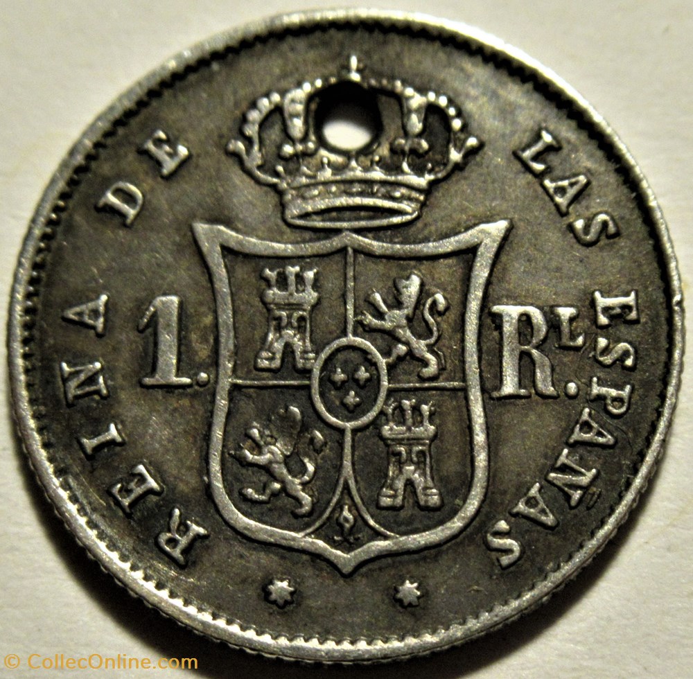 1853 Sevilla - 1 Real - Isabel II de España 3 monnaies monde espagne 1853 sevilla 1 real isabel ii de espana
