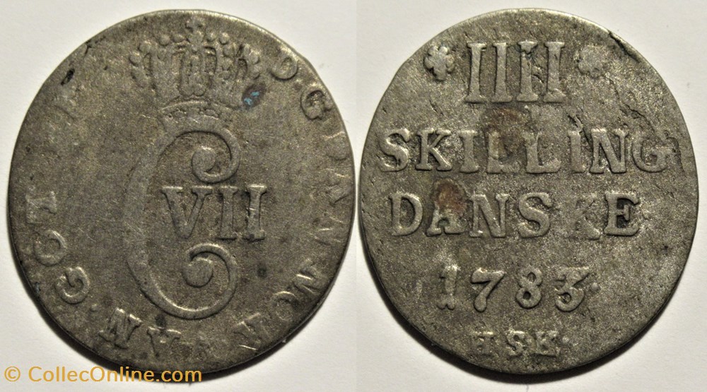 Christian VII - 4 Skilling Dansk 1783 monnaies monde danemark christian vii 4 skilling dansk 1783