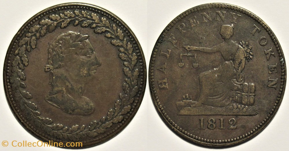 George III - HalfPenny Token 1812 - Tiffin's commerce (ex.4) monnaies monde canada george iii halfpenny token 1812 tiffin s commerce ex 4