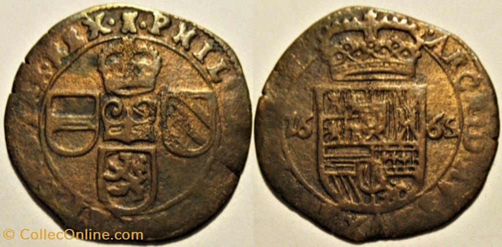 Felipe IV - Oord or Liard, 1665 Tournai, Spanish Netherlands monnaies europe medievale pays bas espagnols felipe iv oord or liard 1665 tournai spanish netherlands