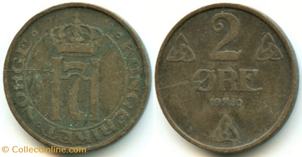 Haakon VII of Norway - 2 Øre 1910 monnaies monde norvege haakon vii of norway 2 re 1910