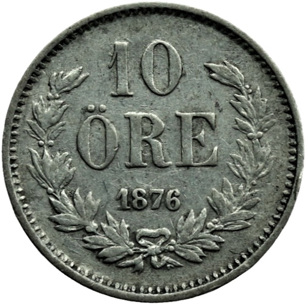 Sweden - Oskar II - 10 Öre 1876/5 - Overdate monnaies monde suede sweden oskar ii 10 ore 1876 5 overdate