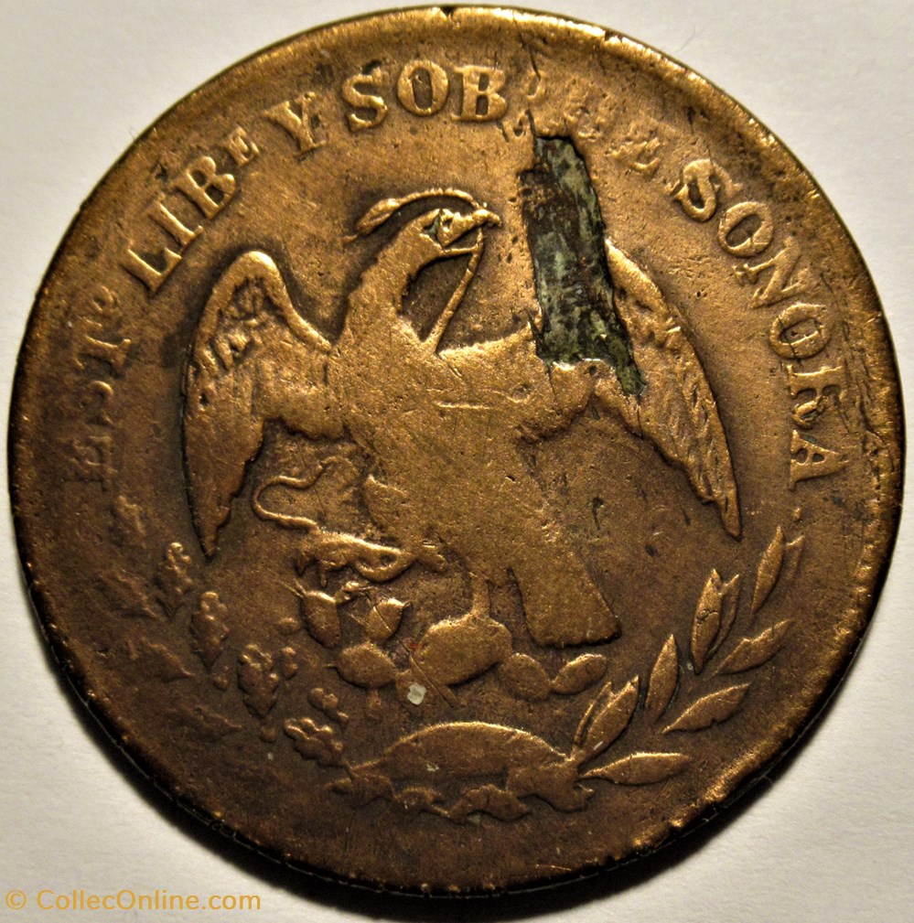 México - 1/4 Real 1861 State of Sonora - 2nd Republic (Error) 2 monnaies monde mexique mexico 1 4 real 1861 state of sonora 2nd republic error