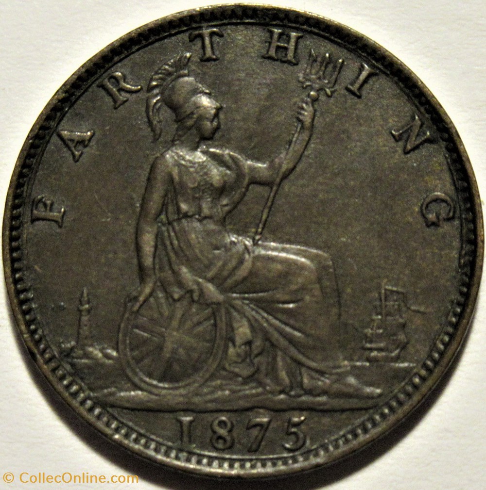 Victoria - One Farthing 1875 - Kingdom of Great Britain 3 monnaies monde royaume uni victoria one farthing 1875 kingdom of great britain