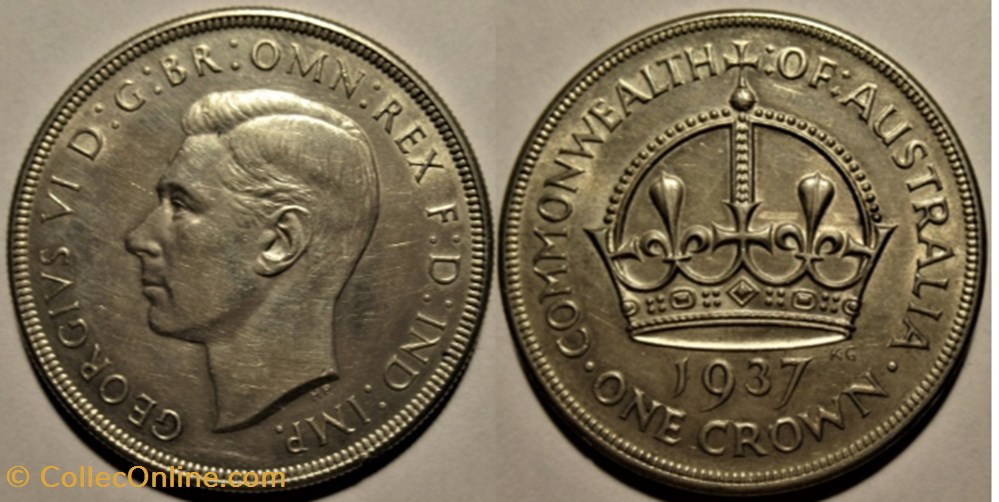 monnaies monde australie george vi one crown 1937 coronation commonwealth of australia