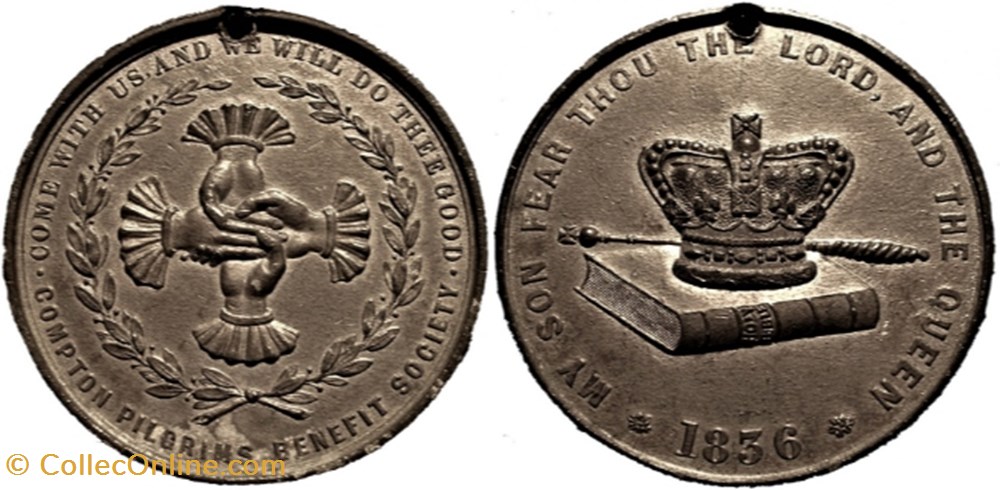 Compton Pilgrims Benefit Society - Medal 1836 Great Britain medaille royaume uni compton pilgrims benefit society medal 1836 great britain