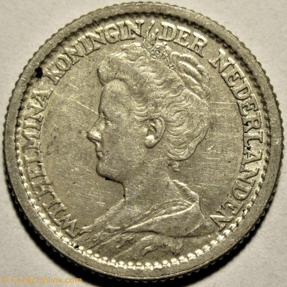 Wilhelmina of Netherlands - 25 Cents 1917 2 monnaies monde pays bas wilhelmina of netherlands 25 cents 1917
