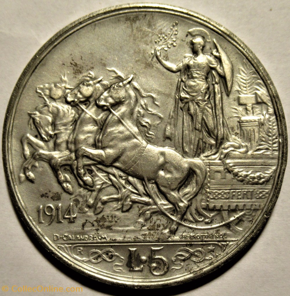 monnaies monde 1914 royaume italie 5 lire roma vittorio emanuele iii