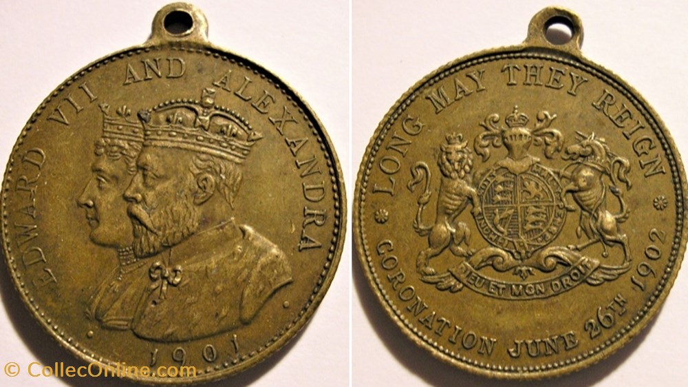 Edward VII & Alexandra - Medallion Coronation 1902 medaille royaume uni edward vii alexandra medallion coronation 1902