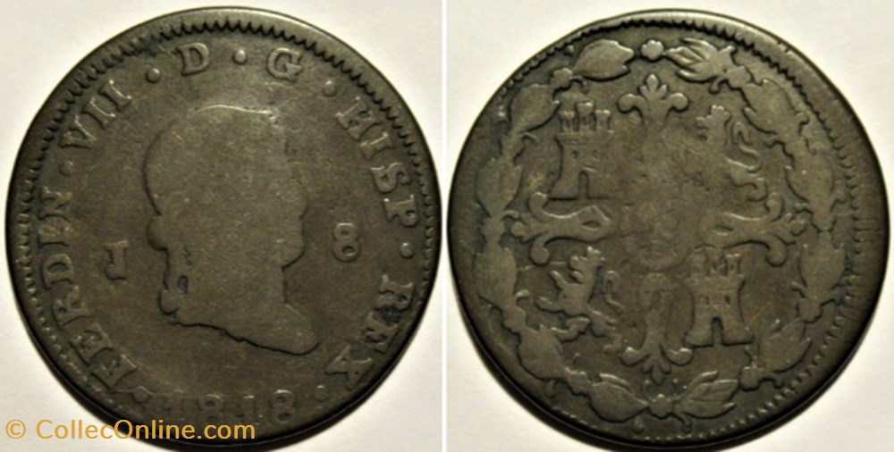1818 Jubia 8 Maravedis - Fernando VII de España monnaies monde espagne 1818 jubia 8 maravedis fernando vii de espana