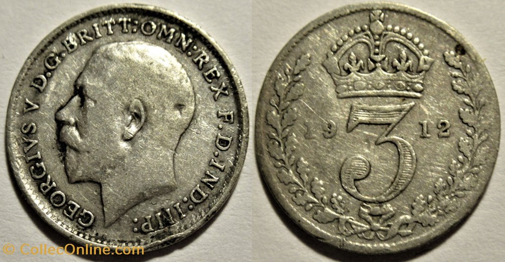 George V - 3 Pence 1912 - United Kingdom monnaies monde royaume george v 3 pence 1912 united kingdom