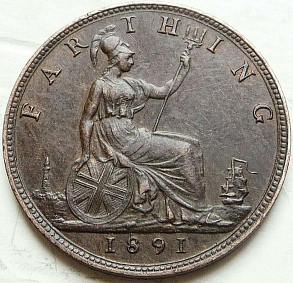 Victoria - One Farthing 1891 - Kingdom of Great Britain monnaies monde royaume uni victoria one farthing 1891 kingdom of great britain