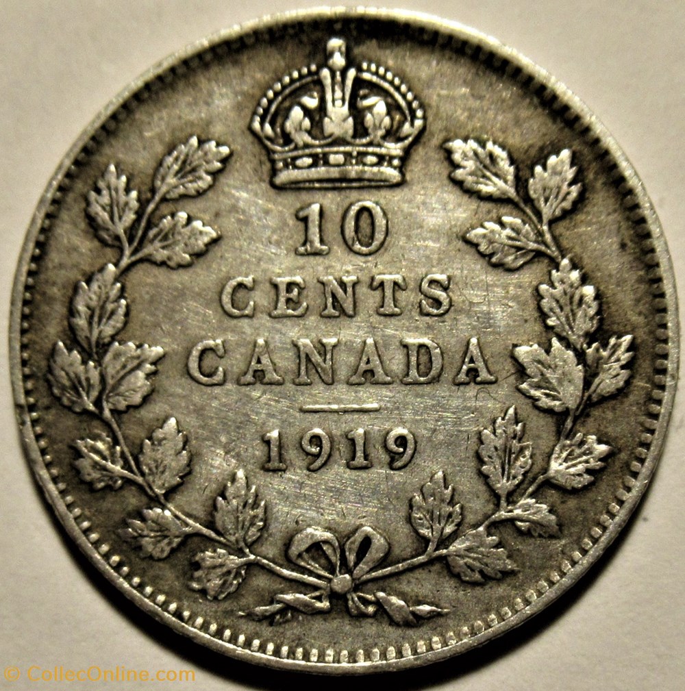 George V - 10 Cents 1919 (ex.2) 3 monnaies monde canada george v 10 cents 1919 ex 2