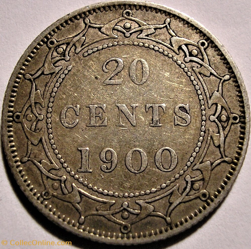 monnaie monde canadum victoria 20 cents 1900 newfoundland
