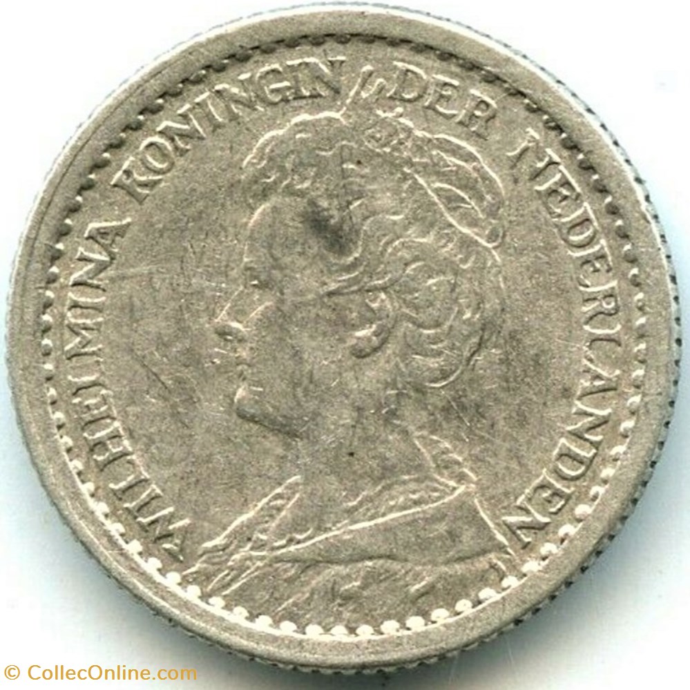 Wilhelmina of Nederland - 10 Cents 1917 2 monnaies monde pays bas wilhelmina of nederland 10 cents 1917
