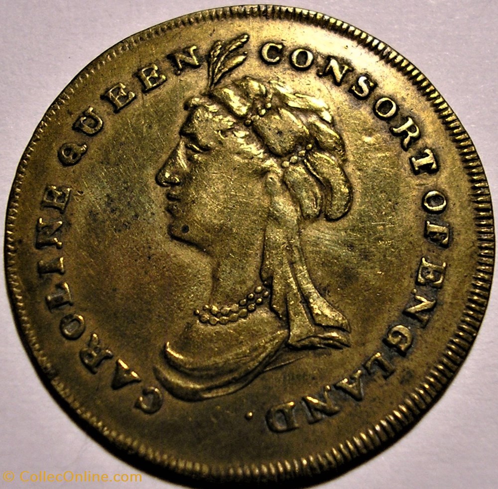 Caroline, Queen Consort ca.1821 Token - Great Britain, (ex.2 var.) 2 monnaies paranumismatique jetons poids caroline queen consort ca 1821 token great britain ex 2 var