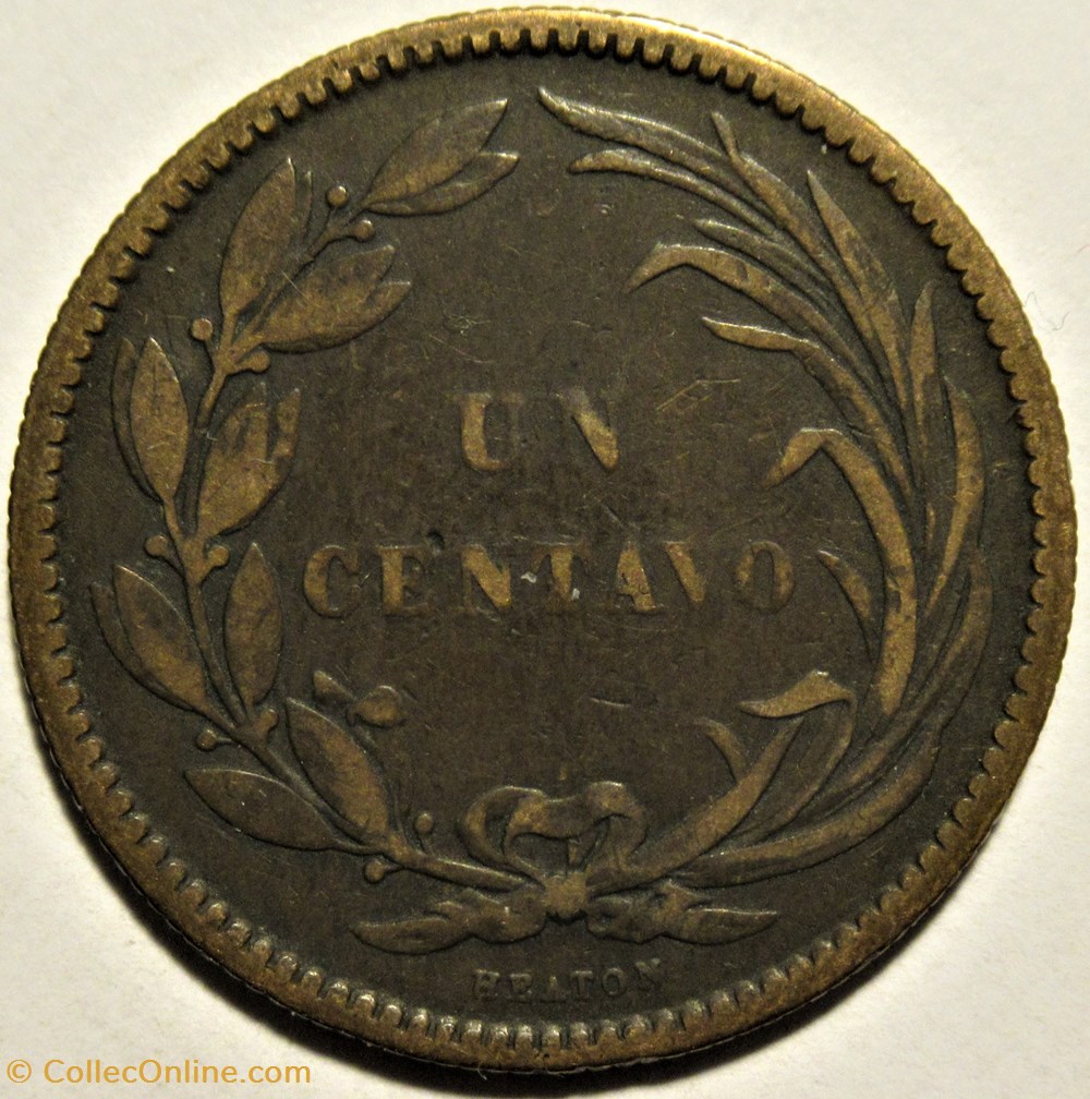 Ecuador - Un Centavo 1872, Heaton Mint 3 monnaies monde equateur ecuador un centavo 1872 heaton mint