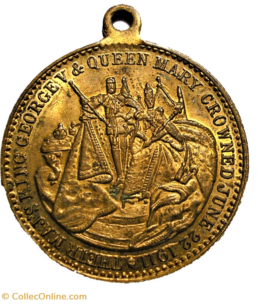 George V & Mary - 1911 Coronation Medalet made in England, UK 3 medaille royaume uni george v mary 1911 coronation medalet made in england uk