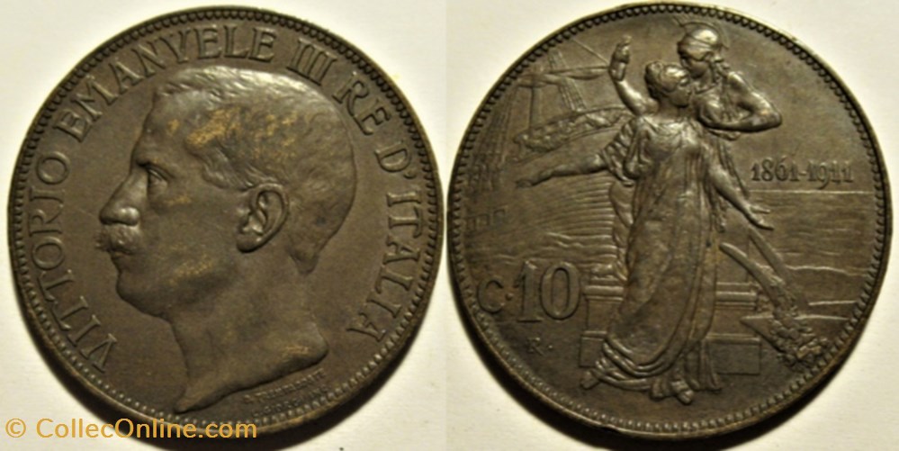 1911 Regno d'Italia, 10 Centesimi, Roma - Vittorio Emanuele III (ex.2) monnaies monde italie 1911 regno italia 10 centesimi roma vittorio emanuele iii ex 2