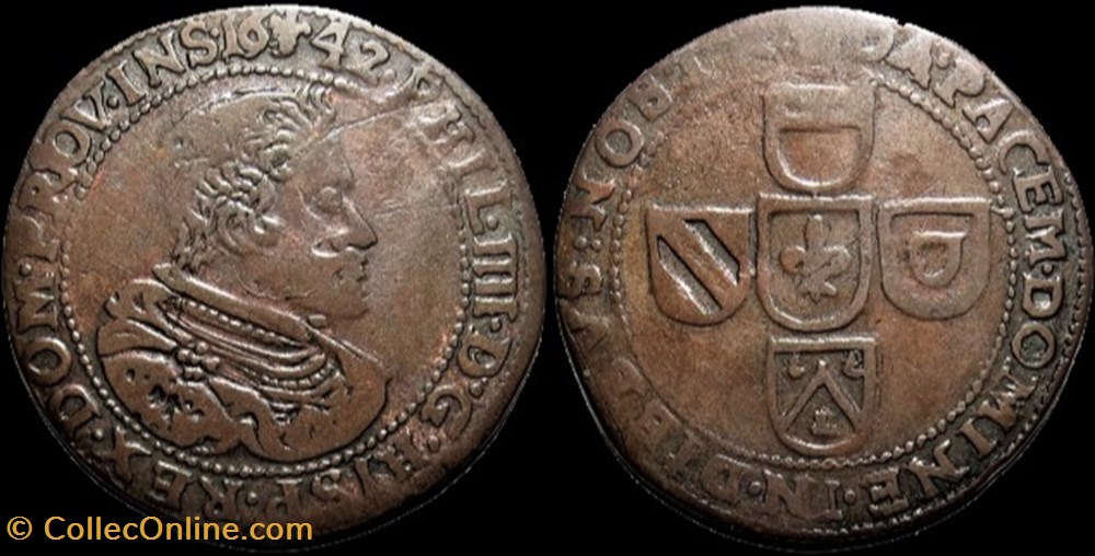 1642 Token of Tournai, Spanish Netherlands - Philip IV of Spain monnaies europe medievale pays bas espagnols 1642 token of tournai spanish netherlands philip iv of spain