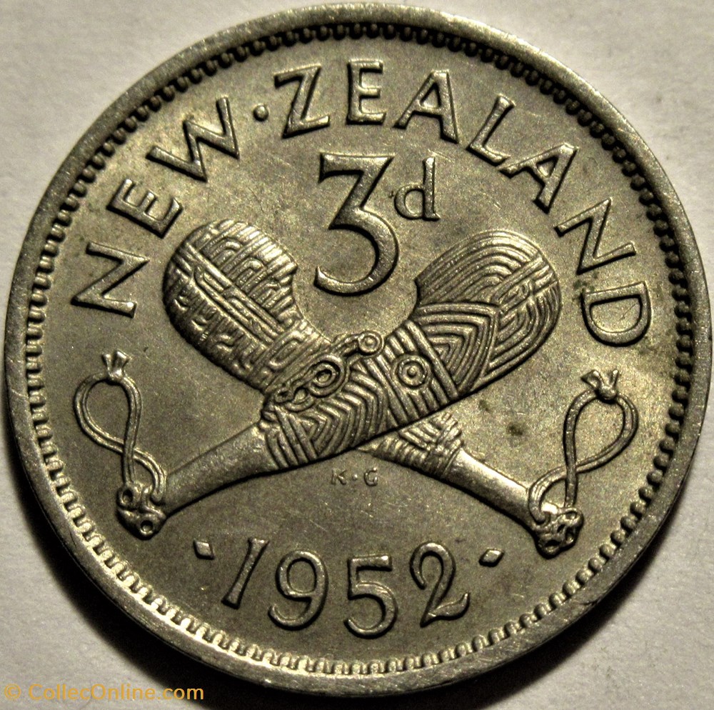 George VI - 3 Pence 1952 - New Zealand 3 monnaies monde nouvelle zelande george vi 3 pence 1952 new zealand