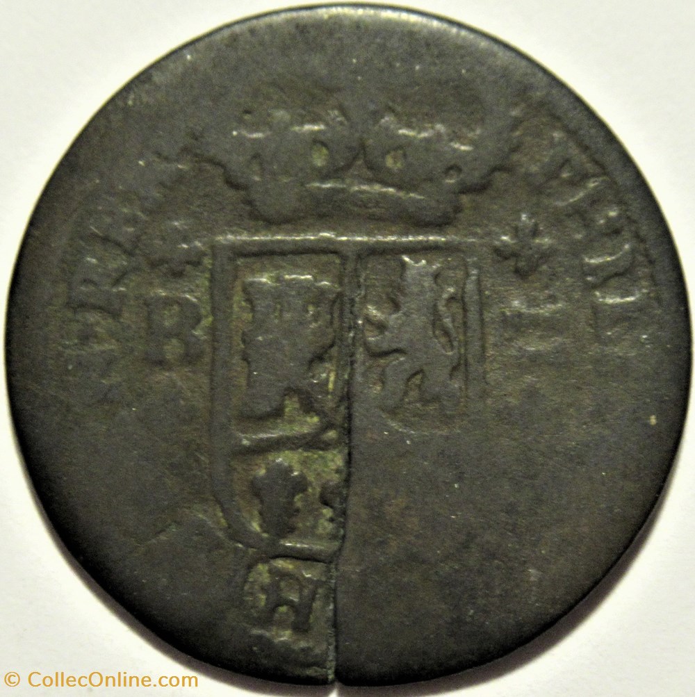 1718 Barcelona, 2 Maravedis - Felipe V - Die break coin 2 monnaies europe medievale royaume espagne 1718 barcelona 2 maravedis felipe v die break coin