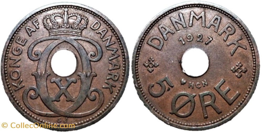 Christian X Denmark - 5 Øre 1927 monnaies monde danemark christian x denmark 5 re 1927
