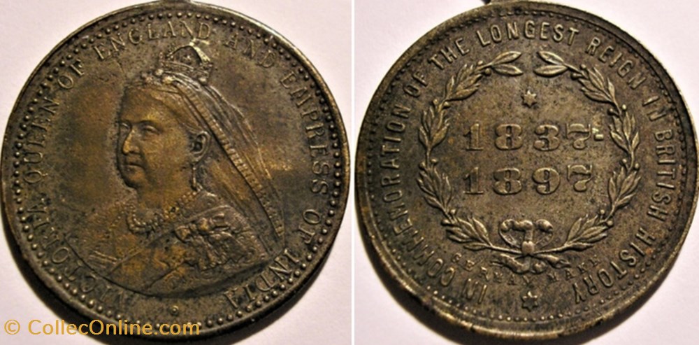 Queen Victoria - Longest Reign Commemorative Medalet 1837-1897 (ex.2) medaille royaume uni queen victoria longest reign commemorative medalet 1837 1897 ex 2