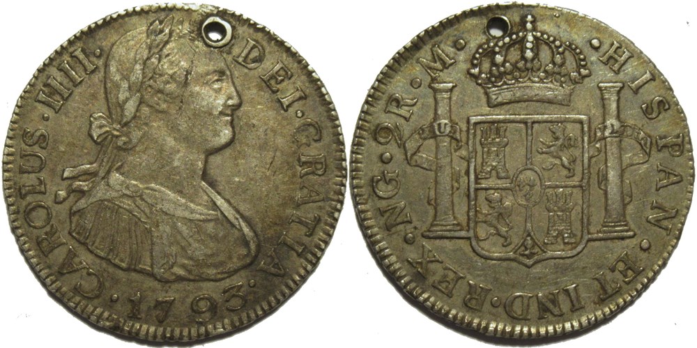 Guatemala - 2 Reales 1793 NG - Carlos IV de España monnaies monde guatemala 2 reales 1793 ng carlos iv de espana