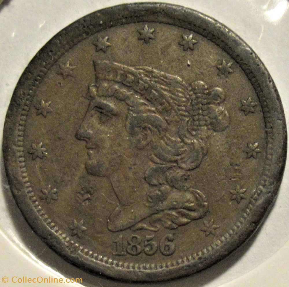 monnaies monde etats unis 1856 braided hair half cent