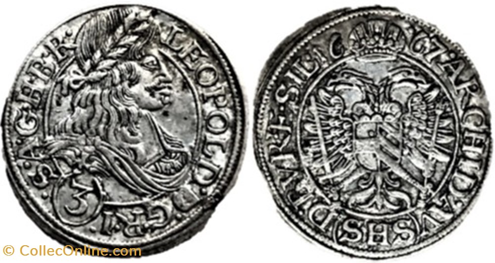 1667 Silesia, 3 Kreuzer - Leopold I Holy Roman Emperor monnaies europe medievale saint empire romain germanique 1667 silesia 3 kreuzer leopold i holy roman emperor