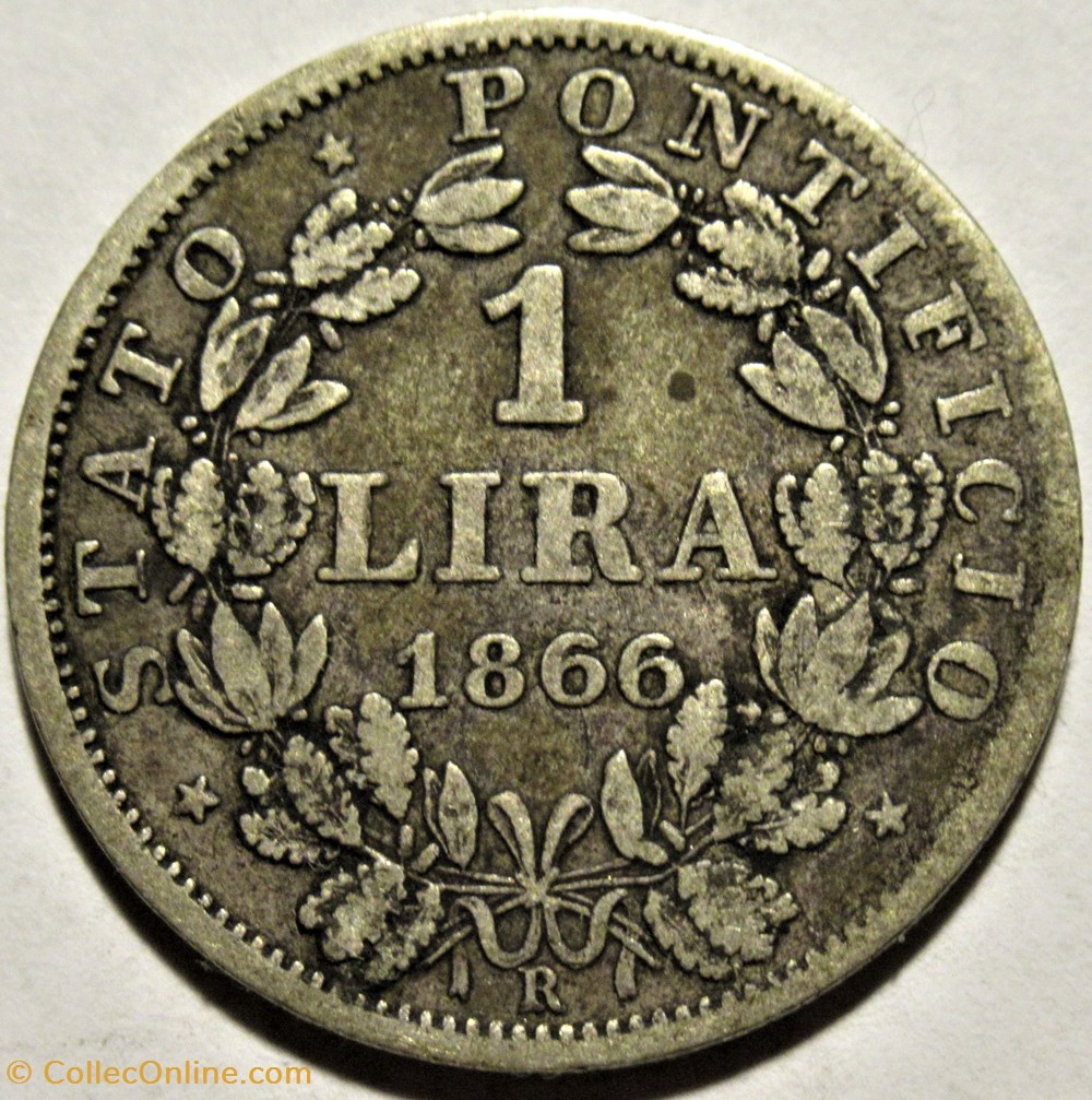 Pio IX, Papa - Small Bust 1 Lira 1866, Anno XXI - Vaticano (ex.2) 3 monnaies monde pio ix papa small bust 1 lira 1866 anno xxi vaticano ex 2