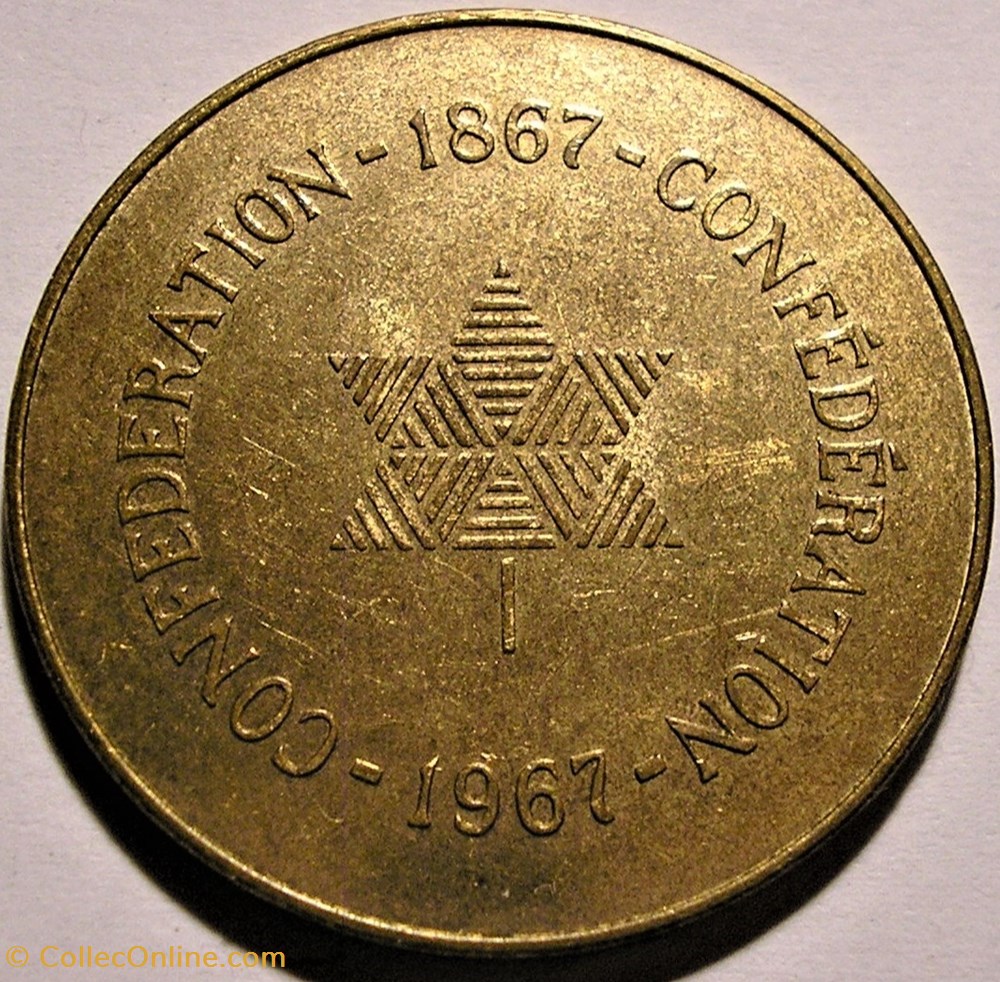 Confederation Centennial Token 1867-1967 (ex.2) 3 monnaies monde canada confederation centennial token 1867 1967 ex 2