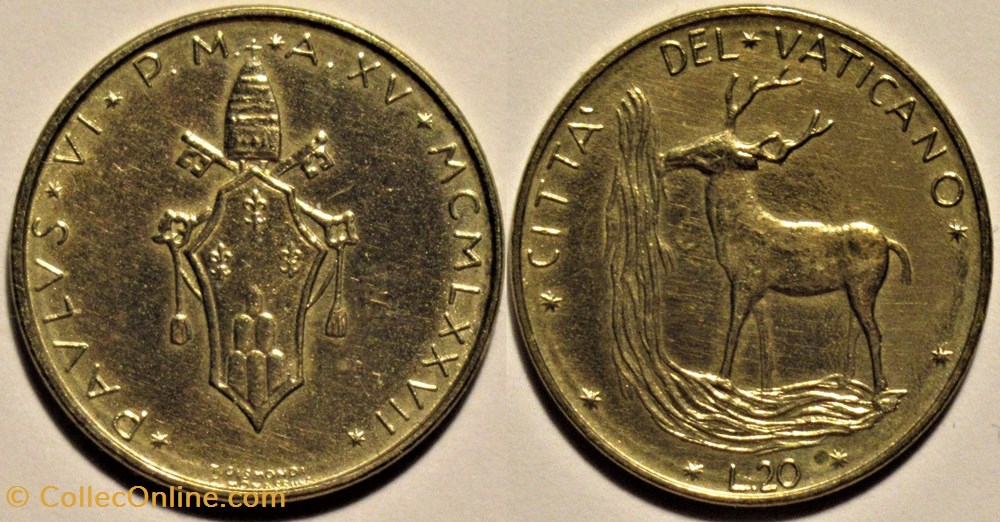 Paulus VI - 20 Lire 1977 Città del Vaticano, Roma monnaies monde paulus vi 20 lire 1977 citta del vaticano roma