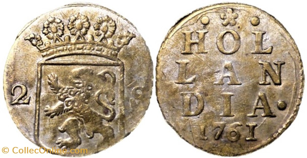 Dutch Republic - 2 Stuivers 1761 Holland monnaies monde pays bas dutch republic 2 stuivers 1761 holland