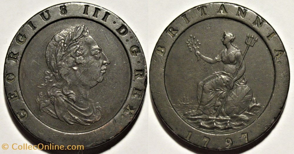 George III - 2 Pence "Cartwheel" 1797 Great Britain (ex.2) monnaies monde royaume uni george iii 2 pence cartwheel 1797 great britain ex 2