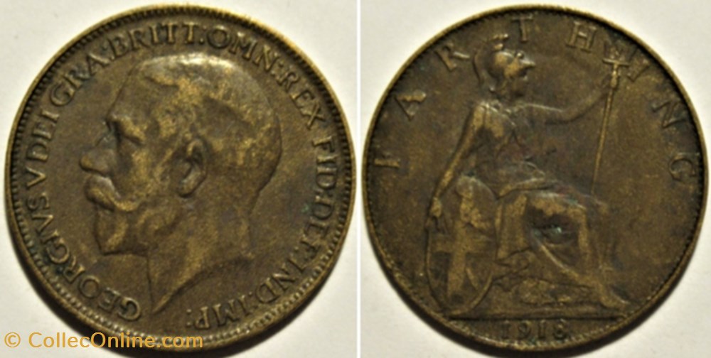 George V - Farthing 1918 - Great Britain monnaies monde royaume uni george v farthing 1918 great britain