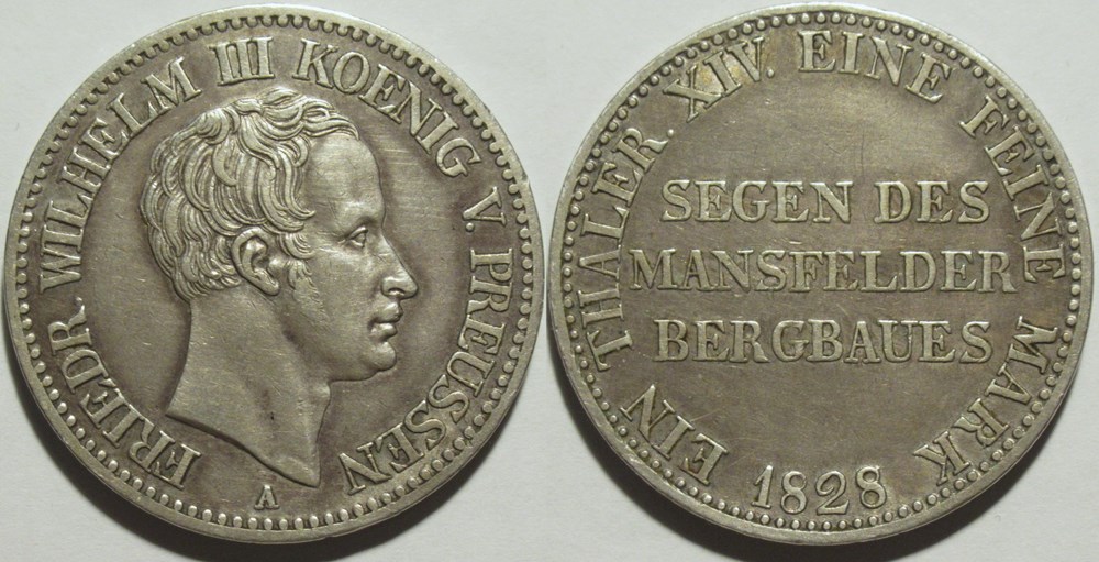Friedrich Wilhelm III - 1 Mining Thaler 1828, Kingdom of Prussia monnaies europe medievale saint empire romain germanique friedrich wilhelm iii 1 mining thaler 1828 kingdom of prussia