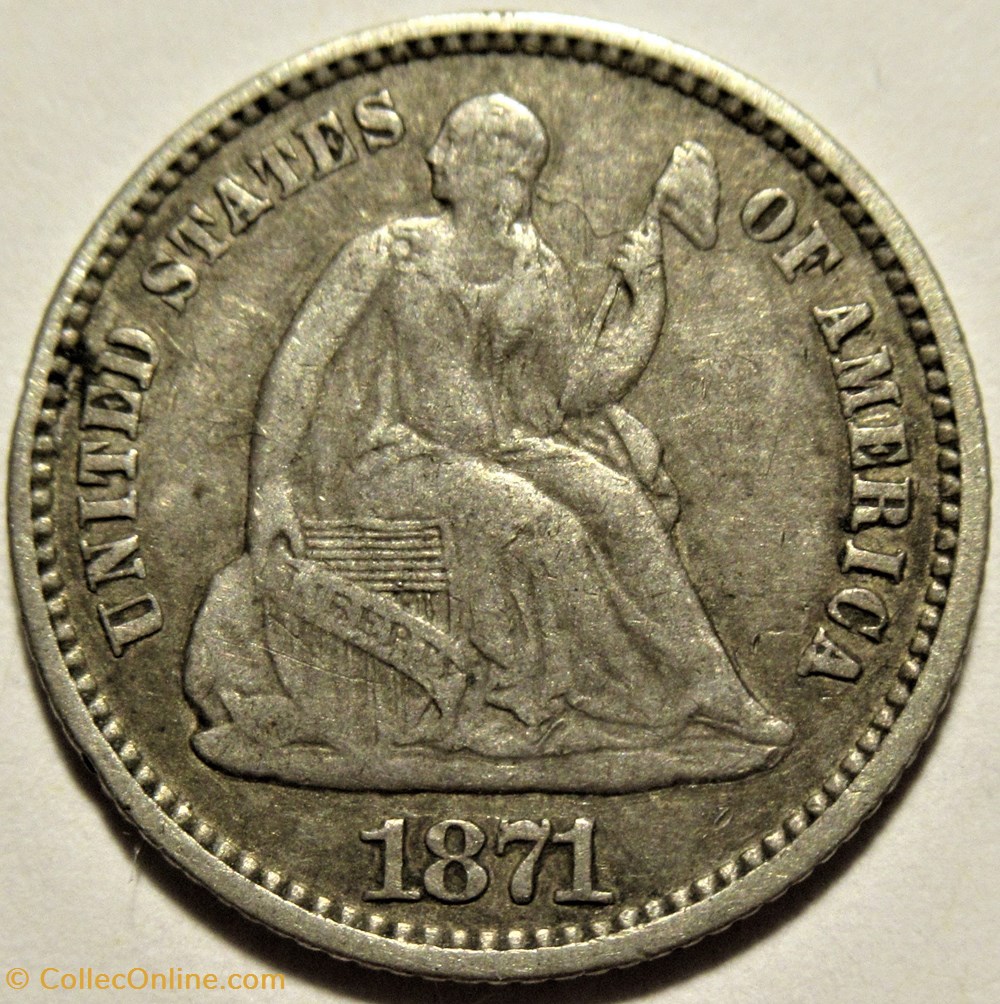 1871 Half Dime monnaies monde etats unis 1871 half dime