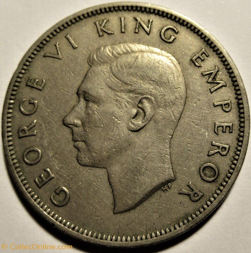 George VI - Half Crown 1947 - New Zealand 2 monnaies monde nouvelle zelande george vi half crown 1947 new zealand