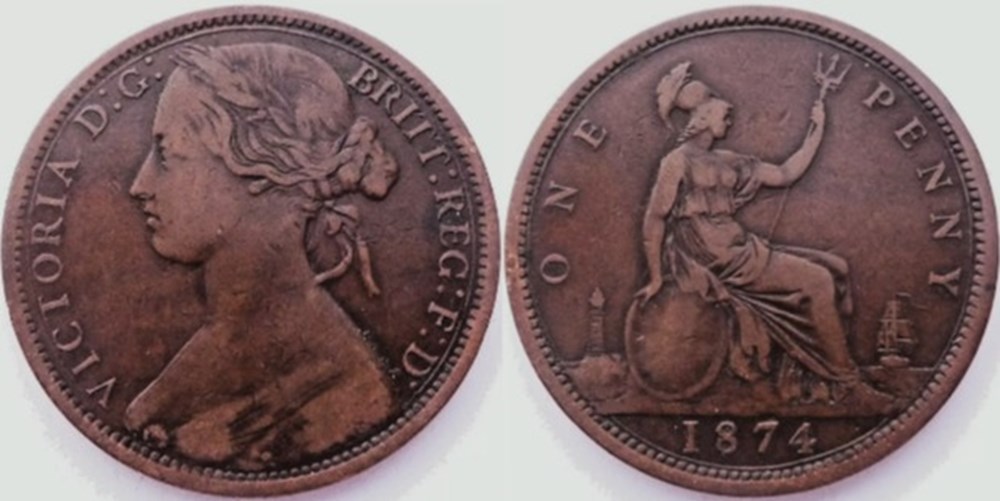 Victoria - One Penny 1874 - Kingdom of Great Britain monnaies monde royaume uni victoria one penny 1874 kingdom of great britain