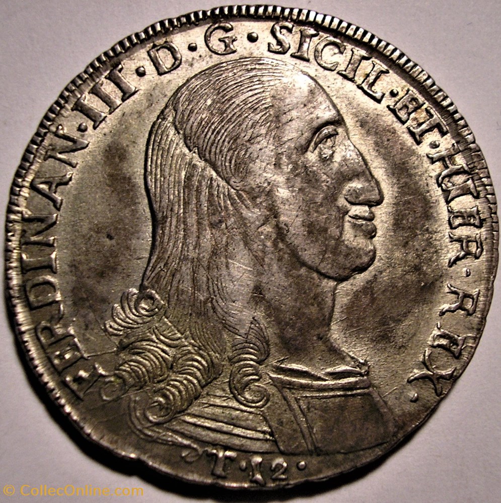 1799 Royaume de Sicile 12 Tari - Ferdinando III de Bourbon-Siciles monnaies europe medievale 1799 royaume de sicile 12 tari ferdinando iii de bourbon siciles
