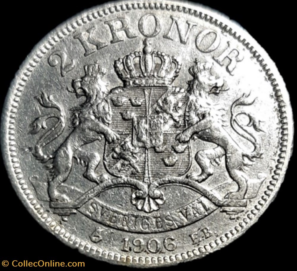 Oskar II of Sweden - 2 Kronor 1906 monnaies monde suede oskar ii of sweden 2 kronor 1906